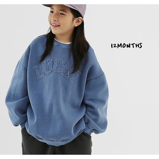 韩国童装代购12months男女孩中大童2025冬季新款儿童抓绒宽松卫衣