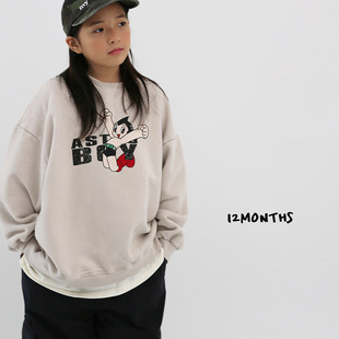 韩国童装代购12months男女孩中大童2025冬款儿童百搭抓绒亲子卫衣