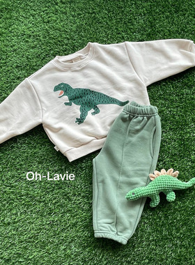 韩国进口童装代购2025秋新款OhLaVie男女孩宝宝卡通恐龙儿童套装