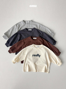 韩国童装代购2025冬新款onu男女孩百搭时尚小童休闲纯棉长袖T恤