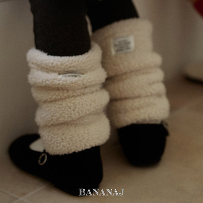 韩国儿童袜子代购BananaJ冬2025新款女孩百搭羊羔毛时尚保暖袜套