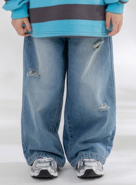 韩国童装代购2026春季新款bucketlist男女孩时尚中大童宽松牛仔裤