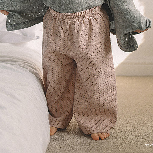 韩国童装代购2026春季新款melmel男女孩百搭宽松圆点直筒休闲裤子