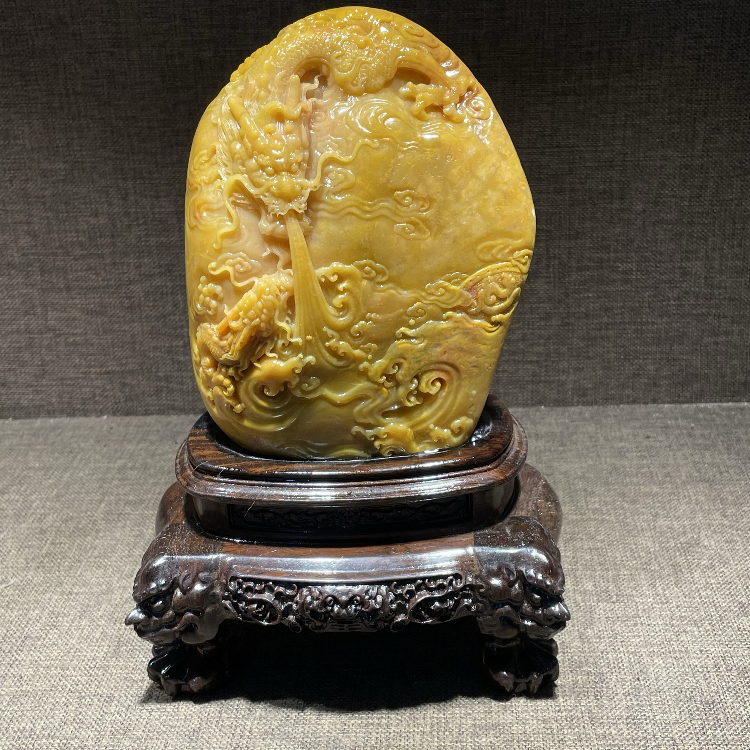寿山石摆件精品山水石雕龙腾盛世石雕