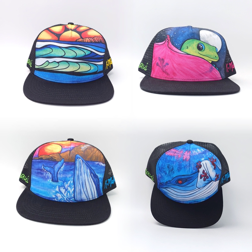 Art Printed Trucker Hats美手绘艺术印花款货车帽硬顶网眼帽透气
