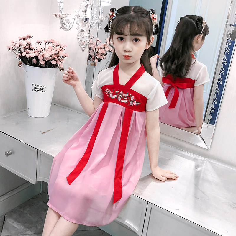 女童汉服连衣裙超仙儿童古装夏季中大童公主裙唐装中国风小孩襦裙