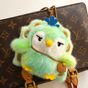 小红书同款美拉德绿孔雀毛绒挂件可爱高颜值玩偶公仔包包挂饰送礼