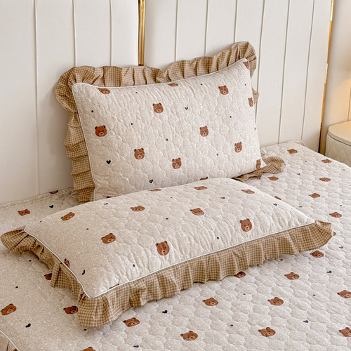 全棉花边枕套一对夹棉加厚防头油