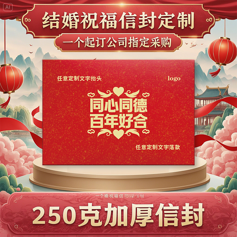 公司定制烫金结婚贺卡信封套装创意婚礼请柬长辈赠品闺蜜送红包封