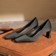 粗跟高级感法式 高跟鞋 方头复古秋冬款 方跟复古3公分黑色绸缎6厘米