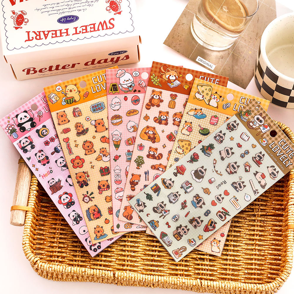 卡通动物贴纸儿童diy手账装饰素材学生咕卡贴画可爱卡皮巴拉贴纸
