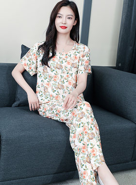 2026新款棉绸睡衣女中老年妈妈短袖夏季薄款绵绸套装可外穿家居服