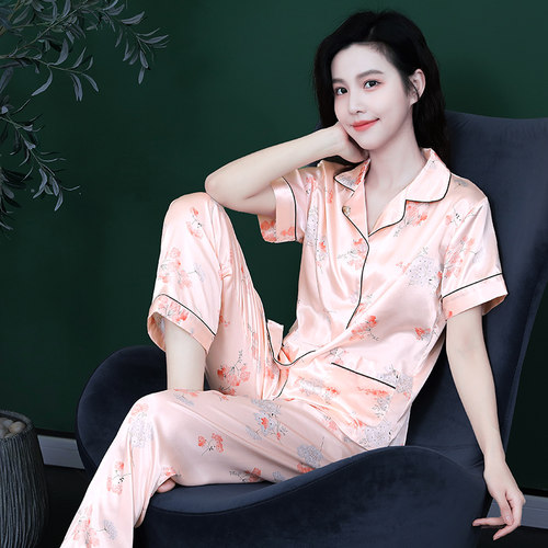 女士丝绸舒适短袖套装