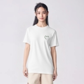 2026新款 T恤情侣男女装 白色短袖 100%纯棉半心刺绣爆款