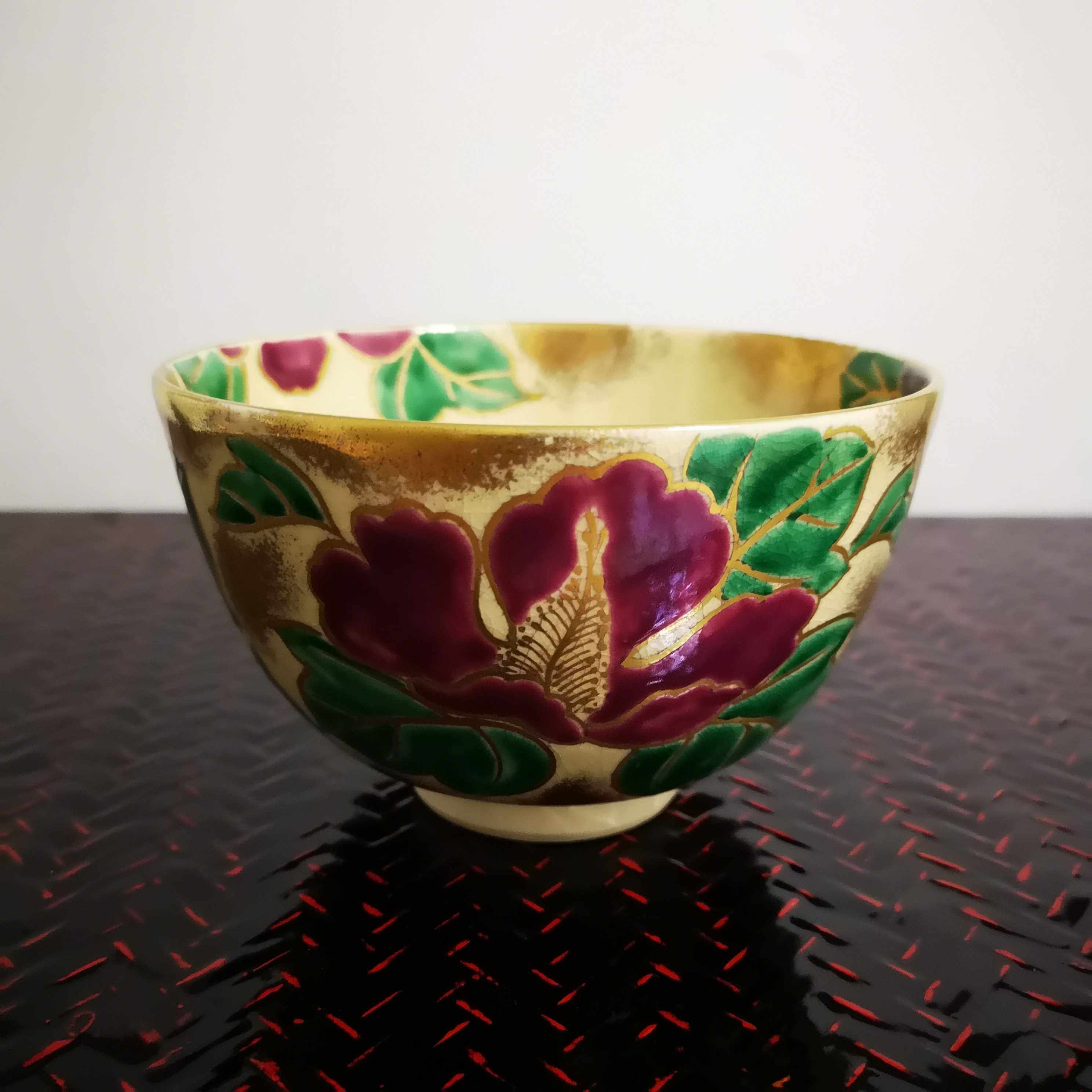 日本手绘描金粉彩抹茶碗特价包邮