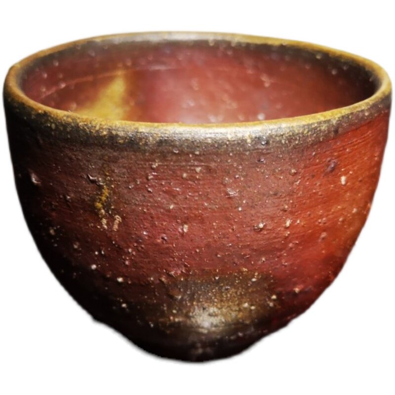 日本備前烧柴烧松嶋弘作大号压手杯8.5*7cm自留精品