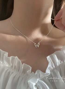 镂空蝴蝶镶钻项链女ins潮网红