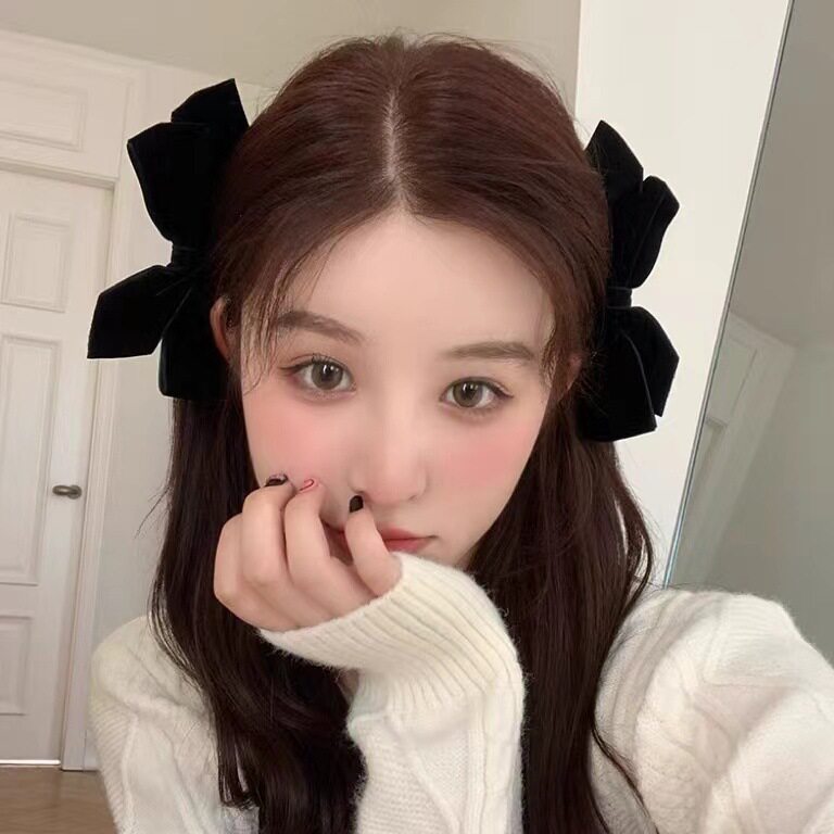 赵丽颖同款蝴蝶结发夹立体丝绒图片