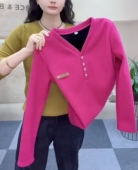 秋冬款 保暖外套 上衣气质妈妈内搭打底衫 V领加绒加厚时尚 纯色长袖