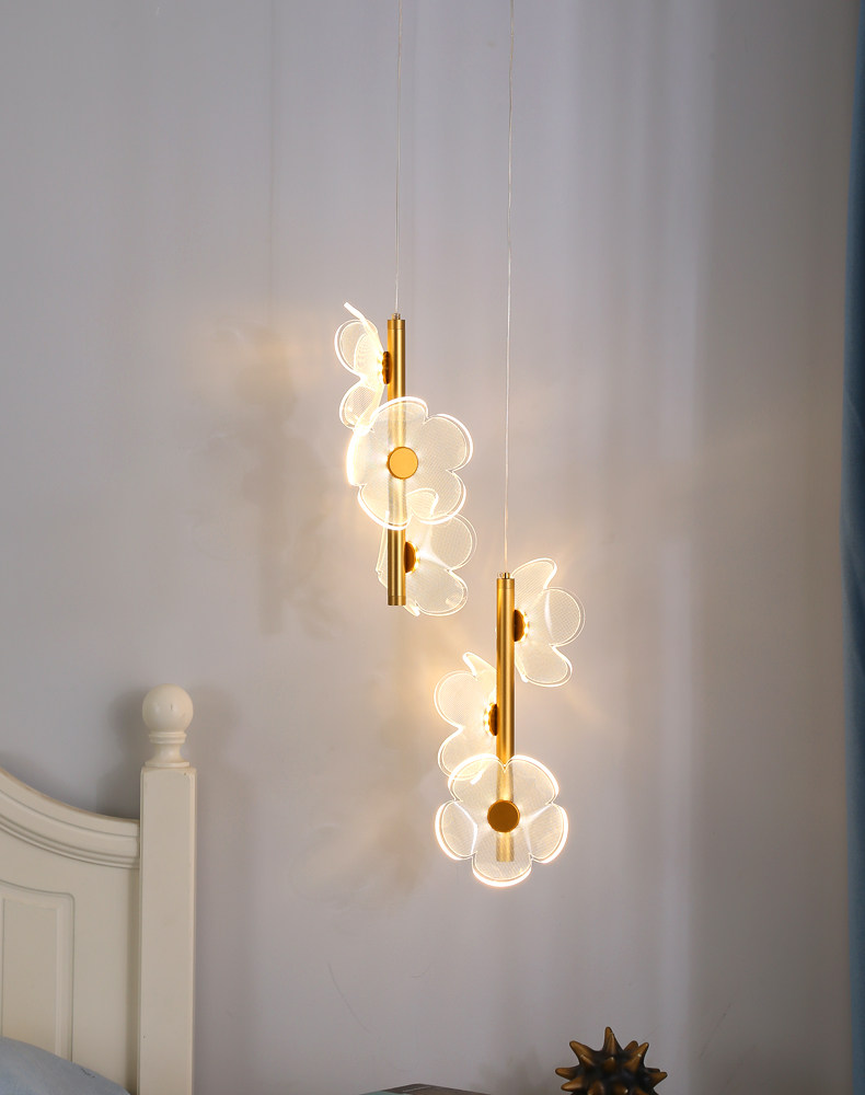 卧室床头吊灯北欧简约床头灯创意灯具花朵造型房间过道床头小吊灯