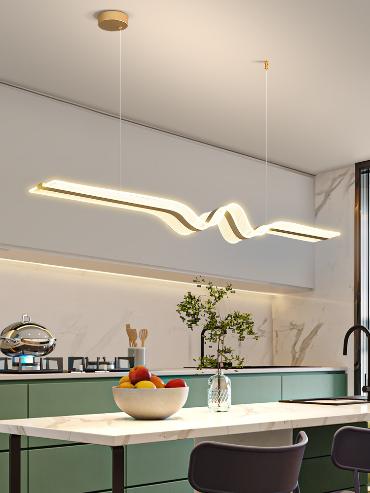 餐厅吊灯极简创意飘带长条吧台灯北欧轻奢设计师餐桌饭厅线条灯具