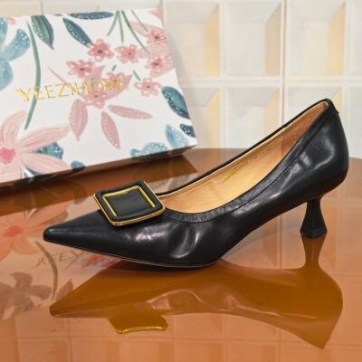 7535/3CM胎牛皮断码撤柜清仓处理通勤套筒女鞋舒适时尚夏季女细跟