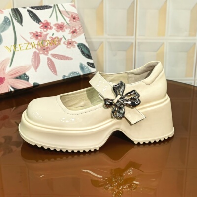 4858/5CM牛漆皮乐福鞋断码撤柜清仓处理饼干大头鞋一脚蹬春季夏季