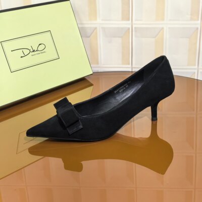 63D5/4CM羊皮清仓撤柜断码处理时尚百搭细跟尖头蝴蝶结女士新款