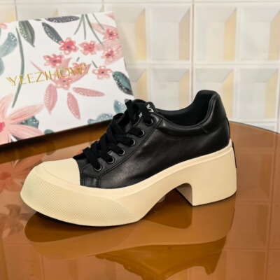 7189/5CM牛皮乐福鞋断码撤柜清仓处理圆头极简风中跟百搭系带单鞋