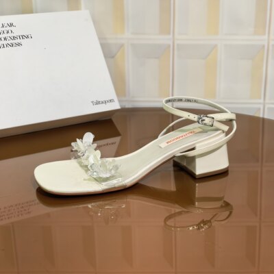 3121/5CM牛皮清仓撤柜断码处理一字带法式水钻时装凉鞋低帮气质