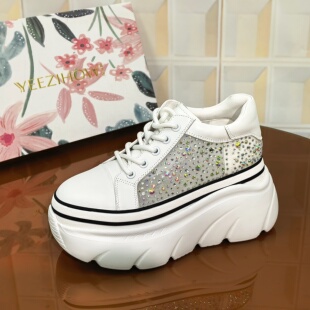 百搭夏季 8883 时尚 撤柜清仓处理女鞋 透气真皮镂空厚底 6CM牛皮断码