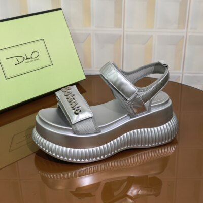 65C8/6CM羊皮清仓撤柜断码处理女夏季外穿亮片坡跟松糕底小个子