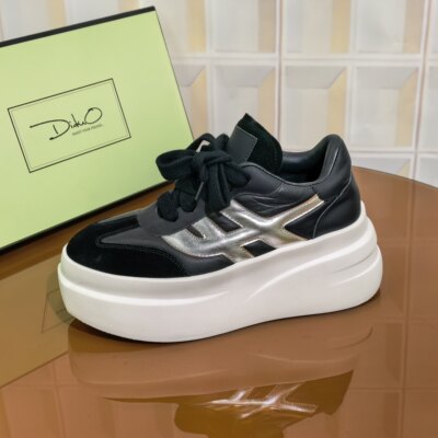 4198/6CM牛皮清仓撤柜断码处理时尚百搭厚底增高休闲女鞋新款时尚