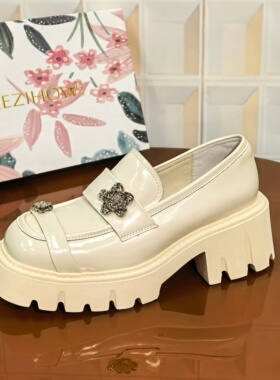 4786/6CM开边珠断码撤柜清仓处理大头鞋一脚蹬乐福鞋春季皮鞋复古