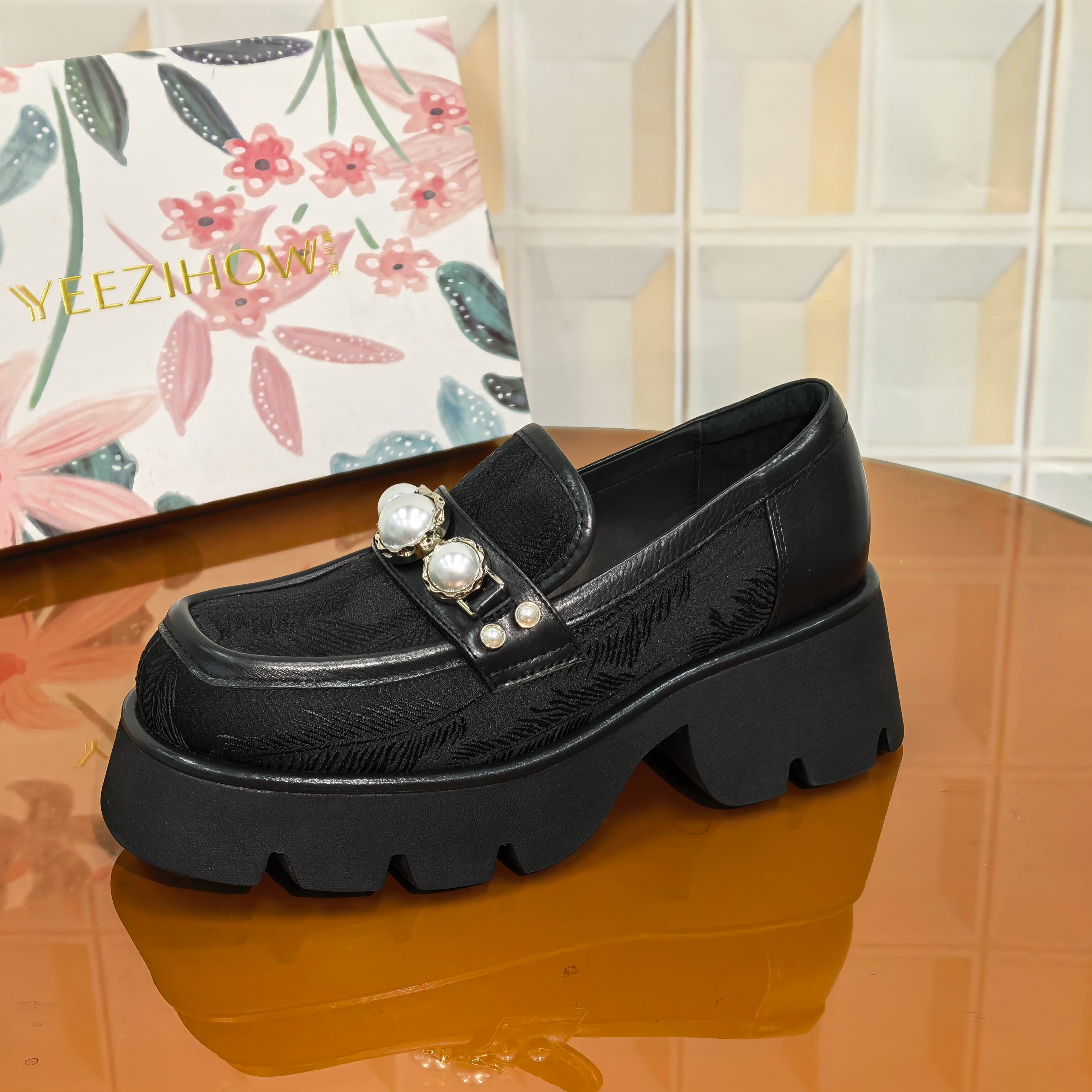 8816/5CM牛皮断码撤柜清仓处理厚底防水乐福鞋学院风英伦风女士鞋