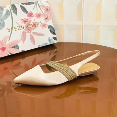 3892/2CM真丝布断码撤柜清仓处理粗跟尖头外穿韩版浅口百搭女凉鞋