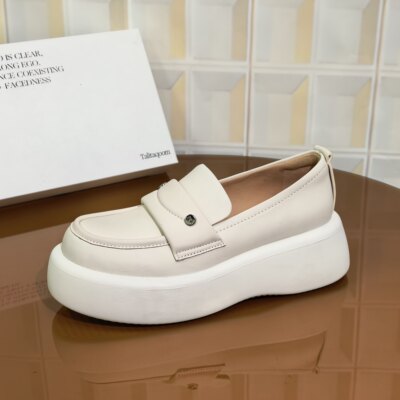 2810/5CM牛皮清仓撤柜断码处理春季单鞋套筒皮鞋圆头英伦乐福鞋夏