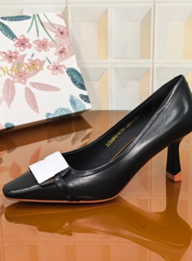 6126/5CM胎牛皮方断码撤柜清仓处理头细跟高跟鞋春季细跟百搭法式