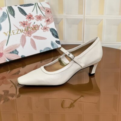 8677/4CM羊皮清仓撤柜断码处理透气高跟鞋百搭女鞋尖头吸汗时尚女