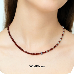 天然红玛瑙锁骨链S925银低调高级串珠女款项链本命红色不对称小众