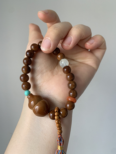 新中式库克手串天然橄榄核葫芦南红岫玉盘文玩国风佛珠手链绕指柔