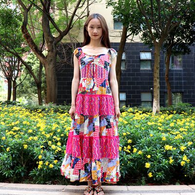 纯棉西双版纳泰国重工钉珠长裙