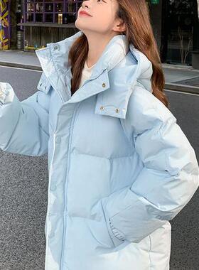 奶蓝色羽绒棉服女冬季2024新款元气少女韩系奶fufu加厚棉袄面包服