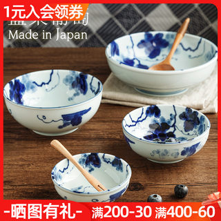 日本进口家用陶瓷碗日式蓝染葡萄餐具汤碗米饭碗拉面碗沙拉碗深盘