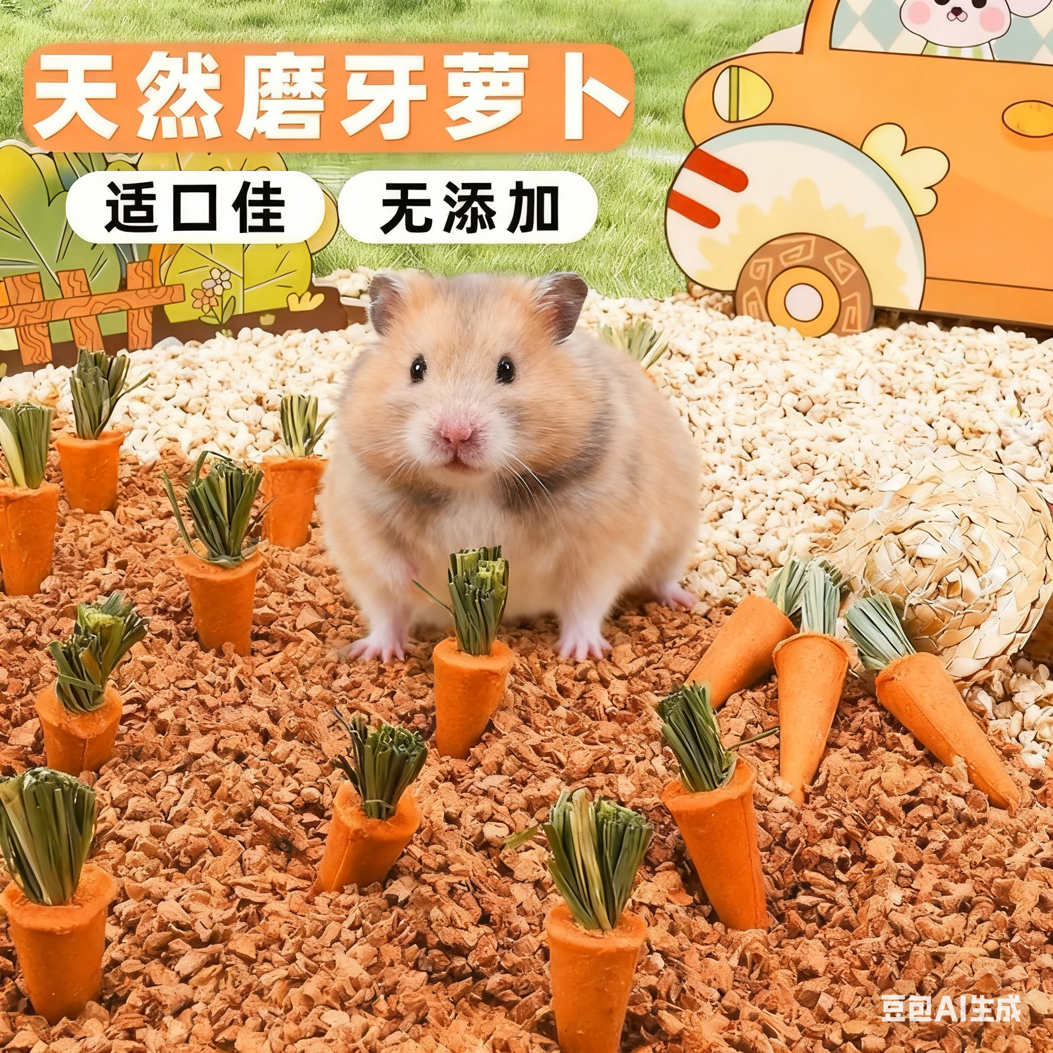 仓鼠零食胡萝卜磨牙兔子龙猫金丝熊荷兰猪花枝鼠磨牙齿增肥全套