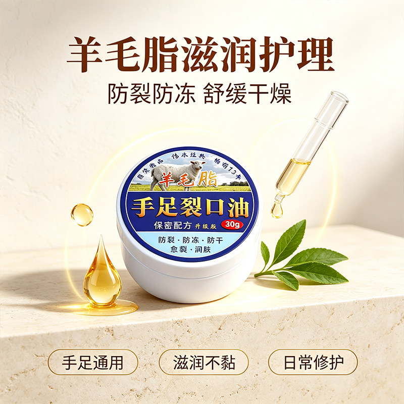 手足裂口油羊毛脂配方软化角质手干倒刺脚后跟干燥润肤护理膏