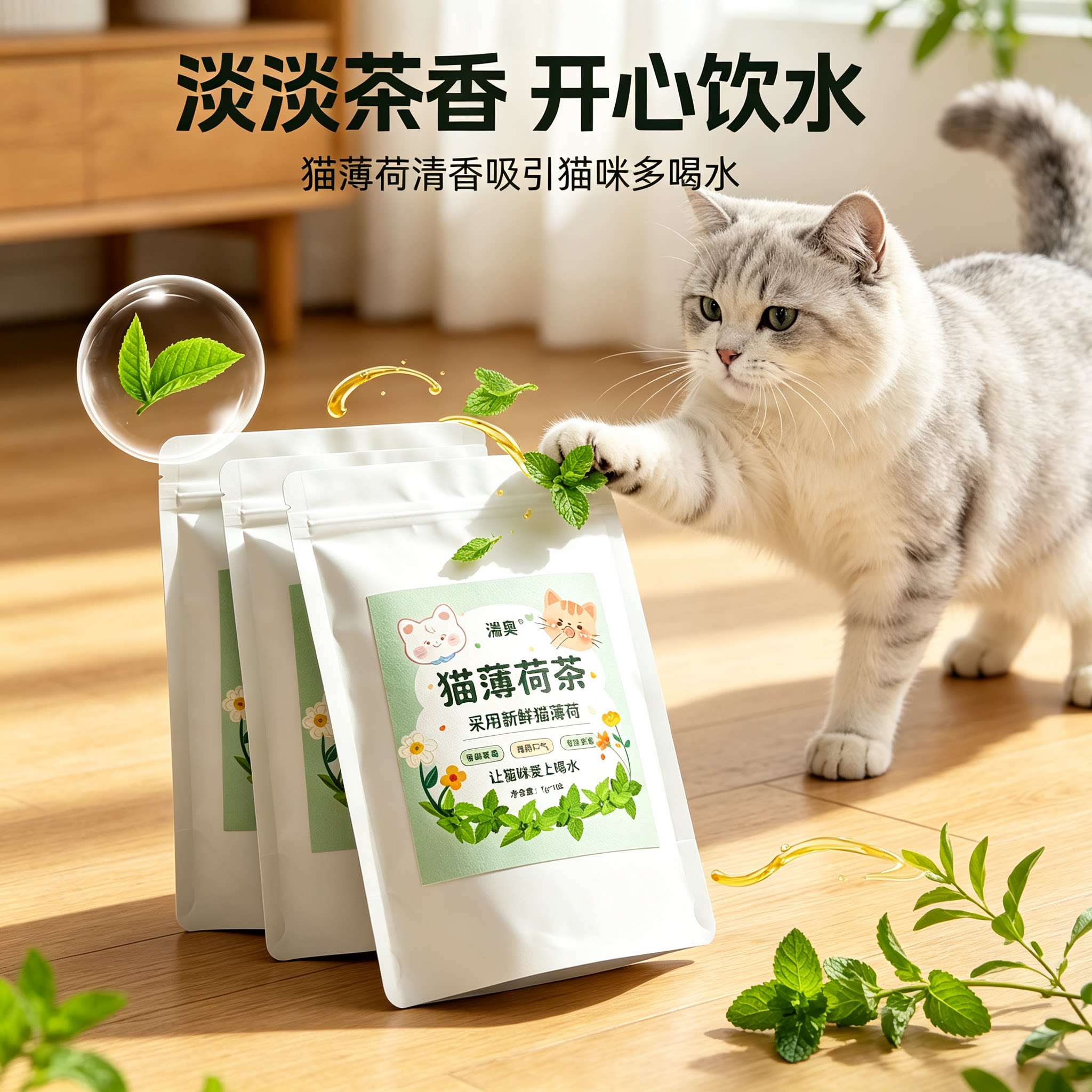 天然猫薄荷茶猫咪爱喝可食用调理肠胃促进猫咪多喝水独立茶包