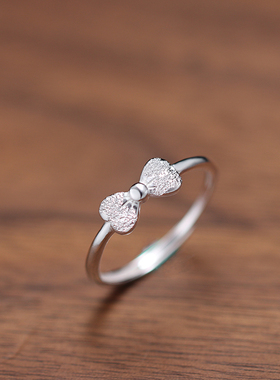 999纯银韩款蝴蝶结戒指