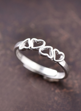 纯银戒指女999足银秀气小清新