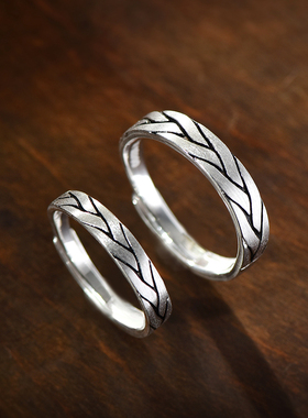 999纯银复古交织男女情侣戒指